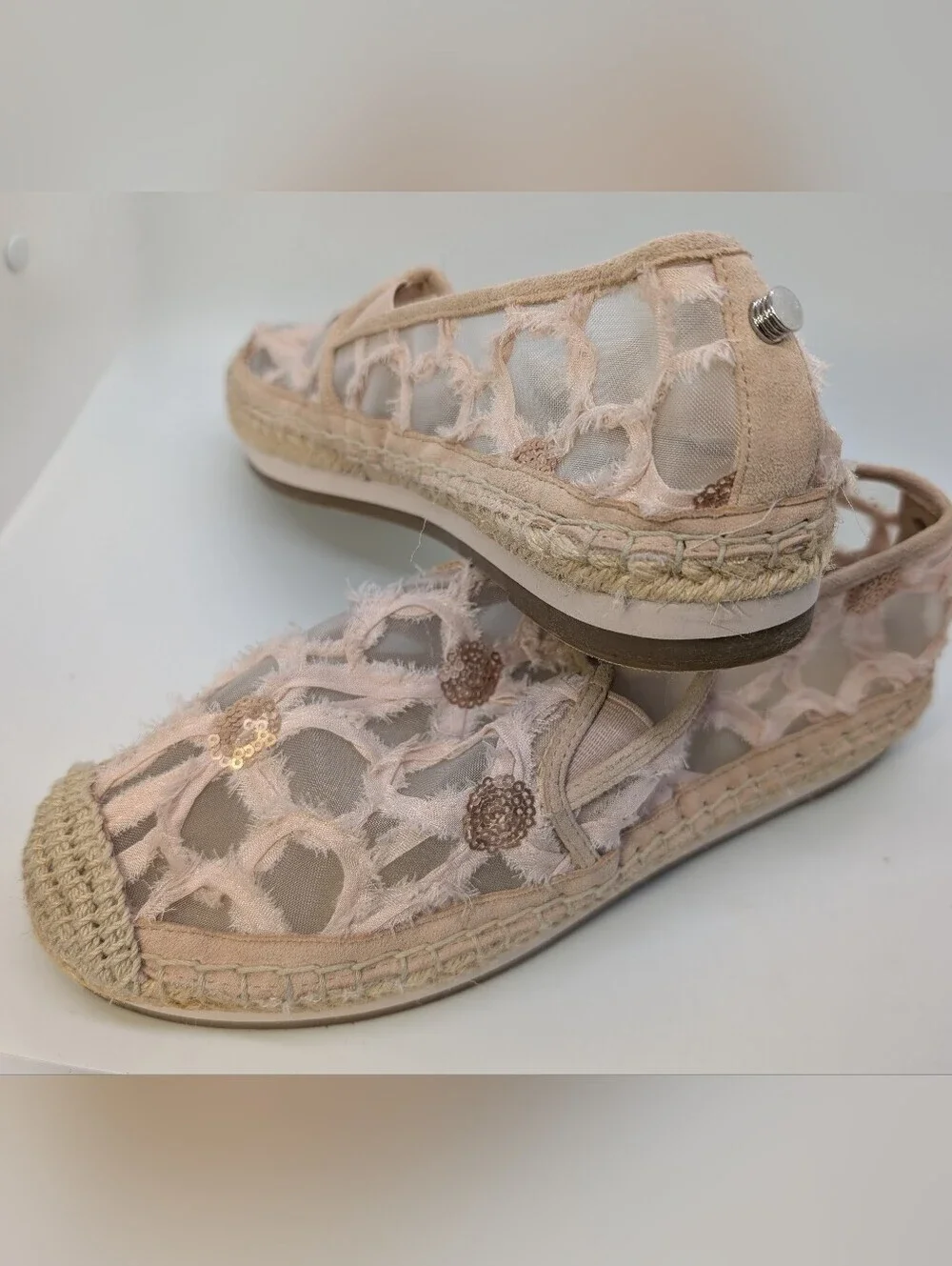 Botkier Blush/Floral Mesh & Sequin Espadrille Slip-Ons Size 8M